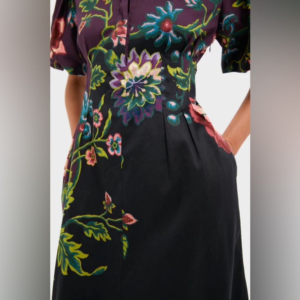Tuckernuck Midnight Moonflower Delaney Dress Floral Purple Collared Midi Small - Picture 4 of 15